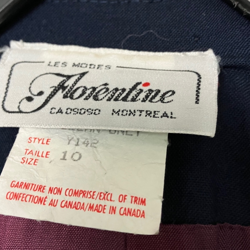Vintage dress 100% wool button-up navy blue v-neck retro rockabilly - Picture 7 of 12
